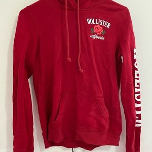 Hollister Rose Logo Red Hoodie Sweatshirt Size XS